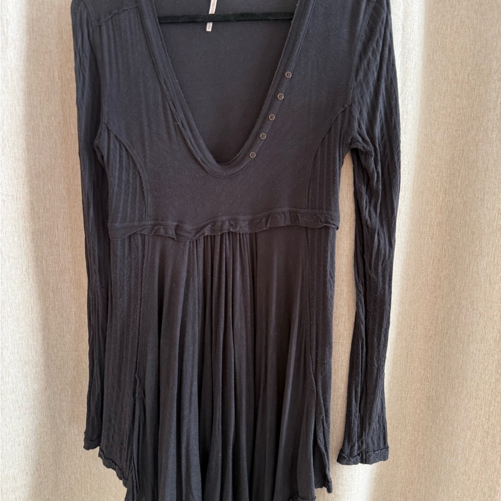 Free People Black Long Sleeve Tunic